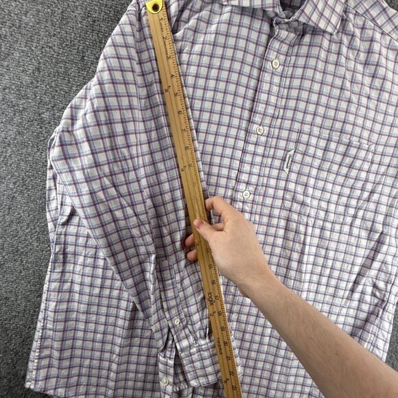 Faconnable Blue Purple USA Cotton Check 15.5 Pocket Long Sleeve Shirt Men Woven - Picture 8 of 14